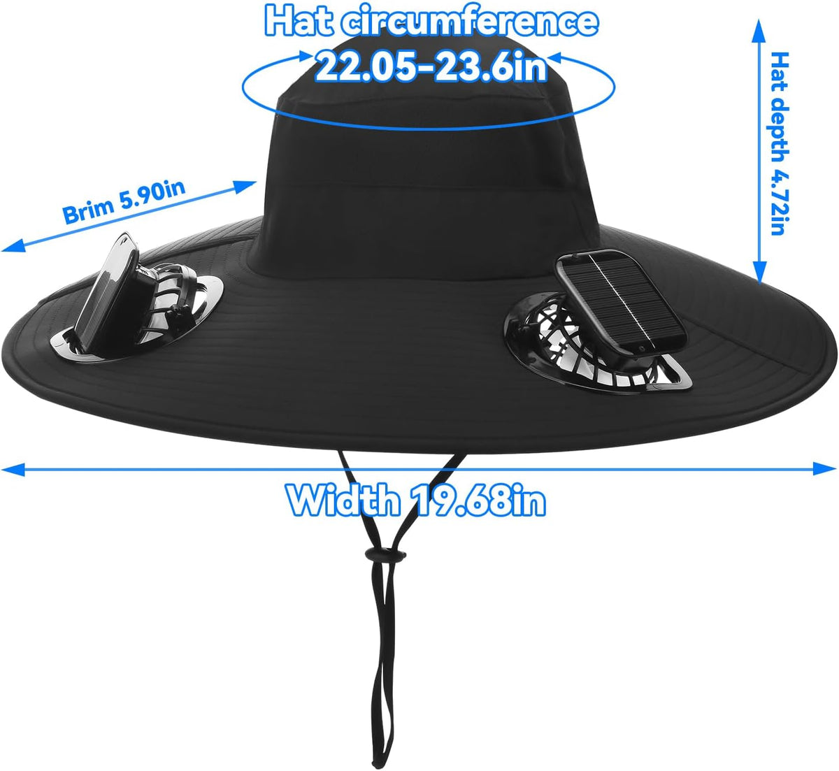 Hat with Fans Solar Power Wide Brim Solar Fan Hat, Sun Hat with 2 Fans Two Power Supply Modes, Outdoor Solar Powered & USB Charging Fishing Hat for Men Women Solar Fan Hats for Men