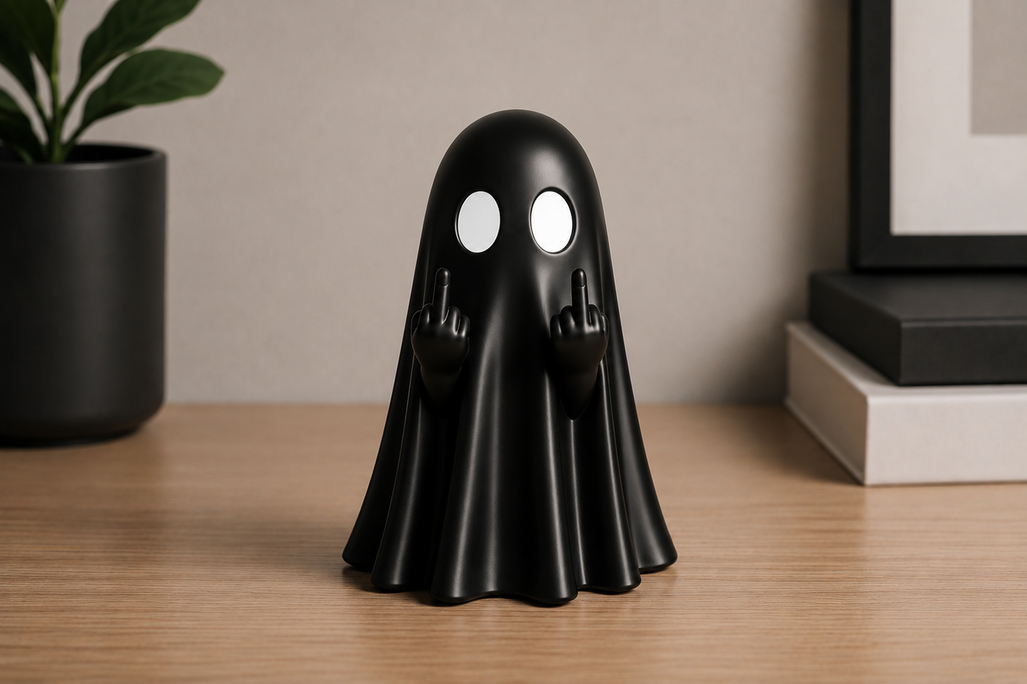 Middle Finger Ghost Figurine - Funny Halloween Desk & Shelf Decor