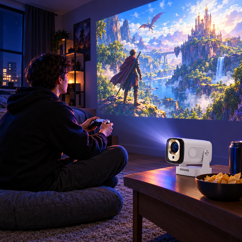 Gaming on a giant wall screen