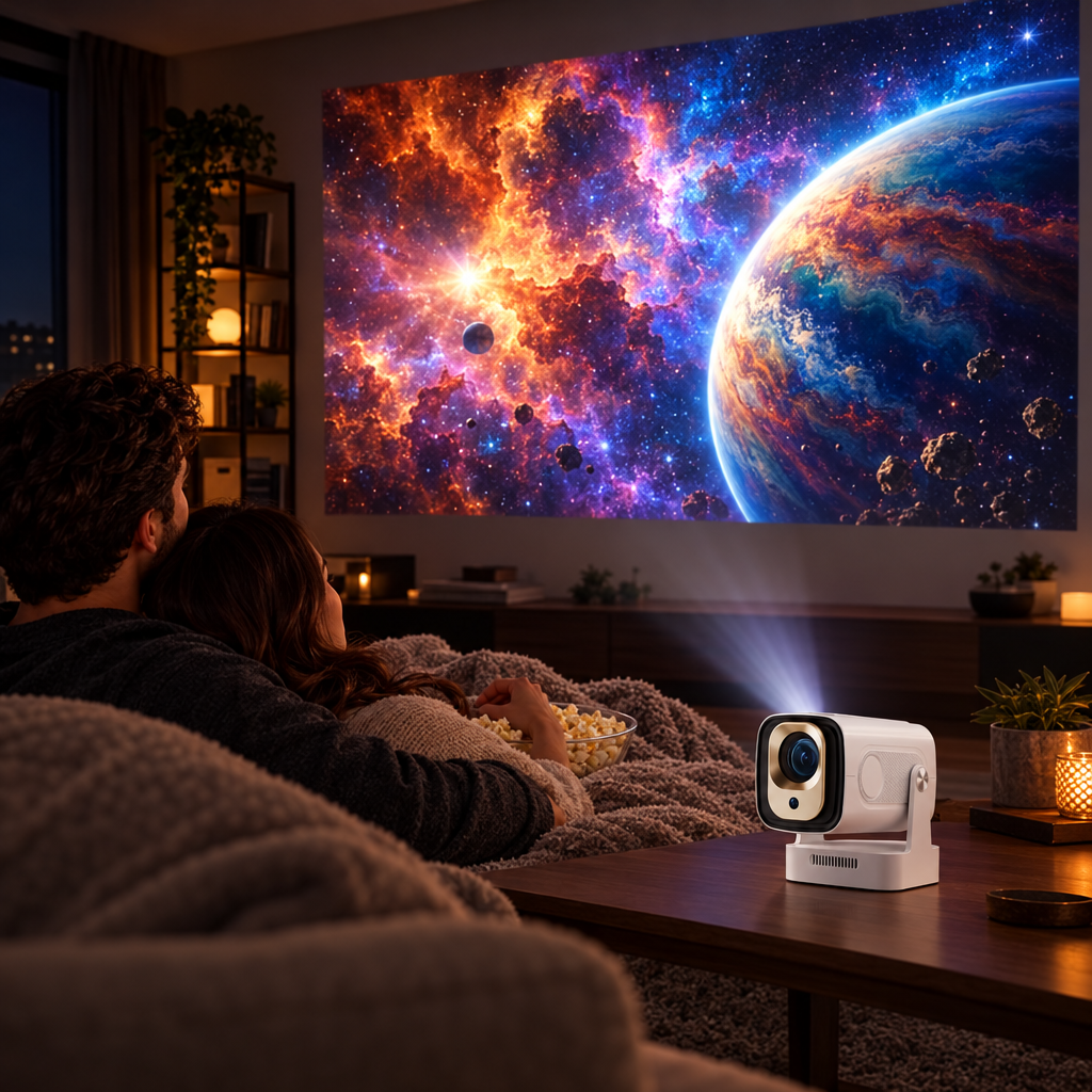 Movie night on the living room wall