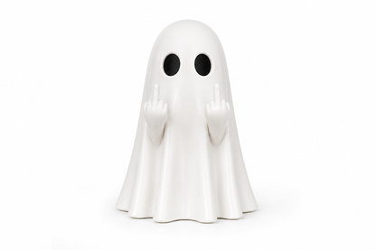 Middle Finger Ghost Figurine - Funny Halloween Desk & Shelf Decor