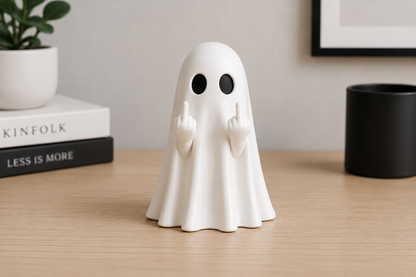 Middle Finger Ghost Figurine - Funny Halloween Desk & Shelf Decor
